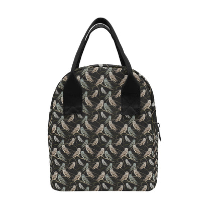 Owl Branch Themed Design Print Insulated Lunch Bag