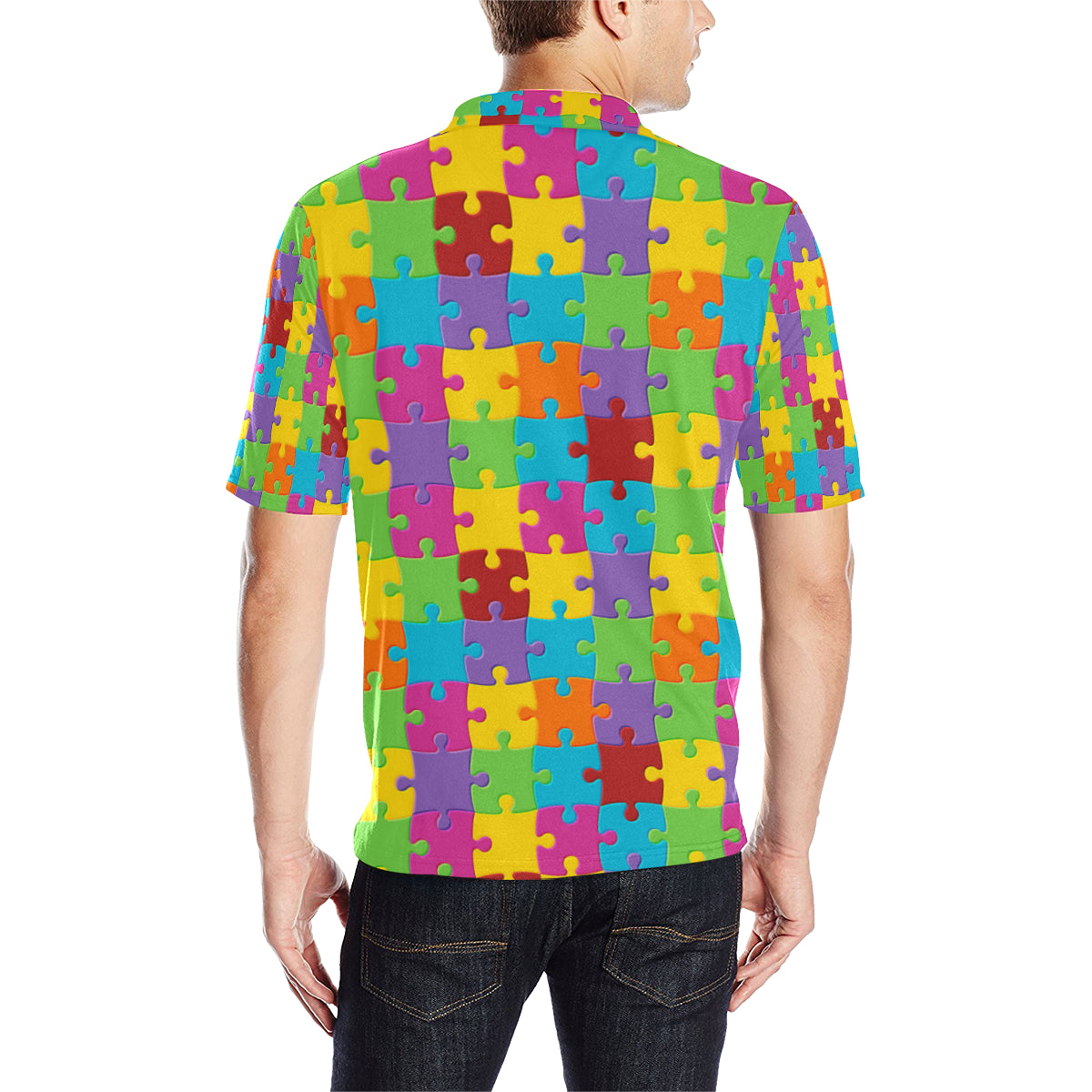 Autism Awareness Pattern Print Design 02 Men Polo Shirt