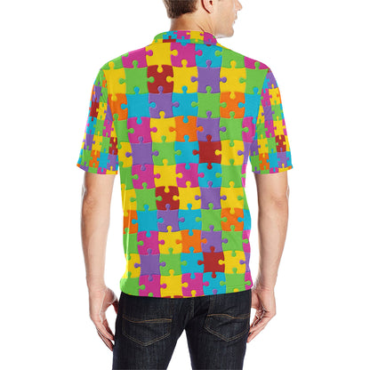 Autism Awareness Pattern Print Design 02 Men Polo Shirt