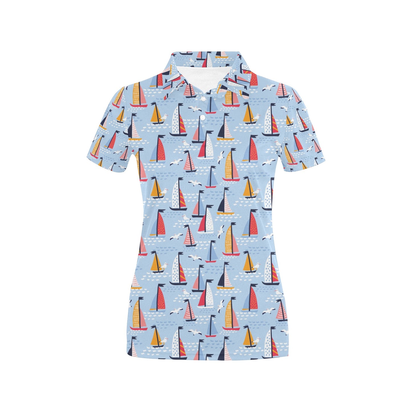 Sailboat Print Design LKS304 Women's Polo Shirt