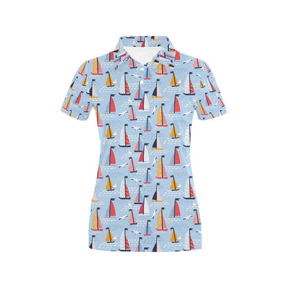 Sailboat Print Design LKS304 Women's Polo Shirt