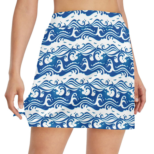 Wave Print Design LKS303 17" Golf & Pickleball Skort with Pockets