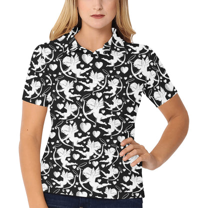 Cupid Pattern Print Design 04 Women's Polo Shirt