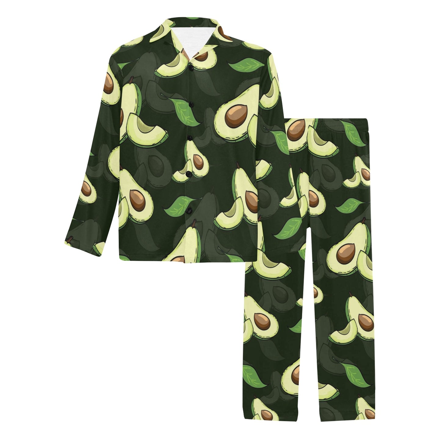 Avocado Pattern Print Design AC07 Men's Long Pajama Set
