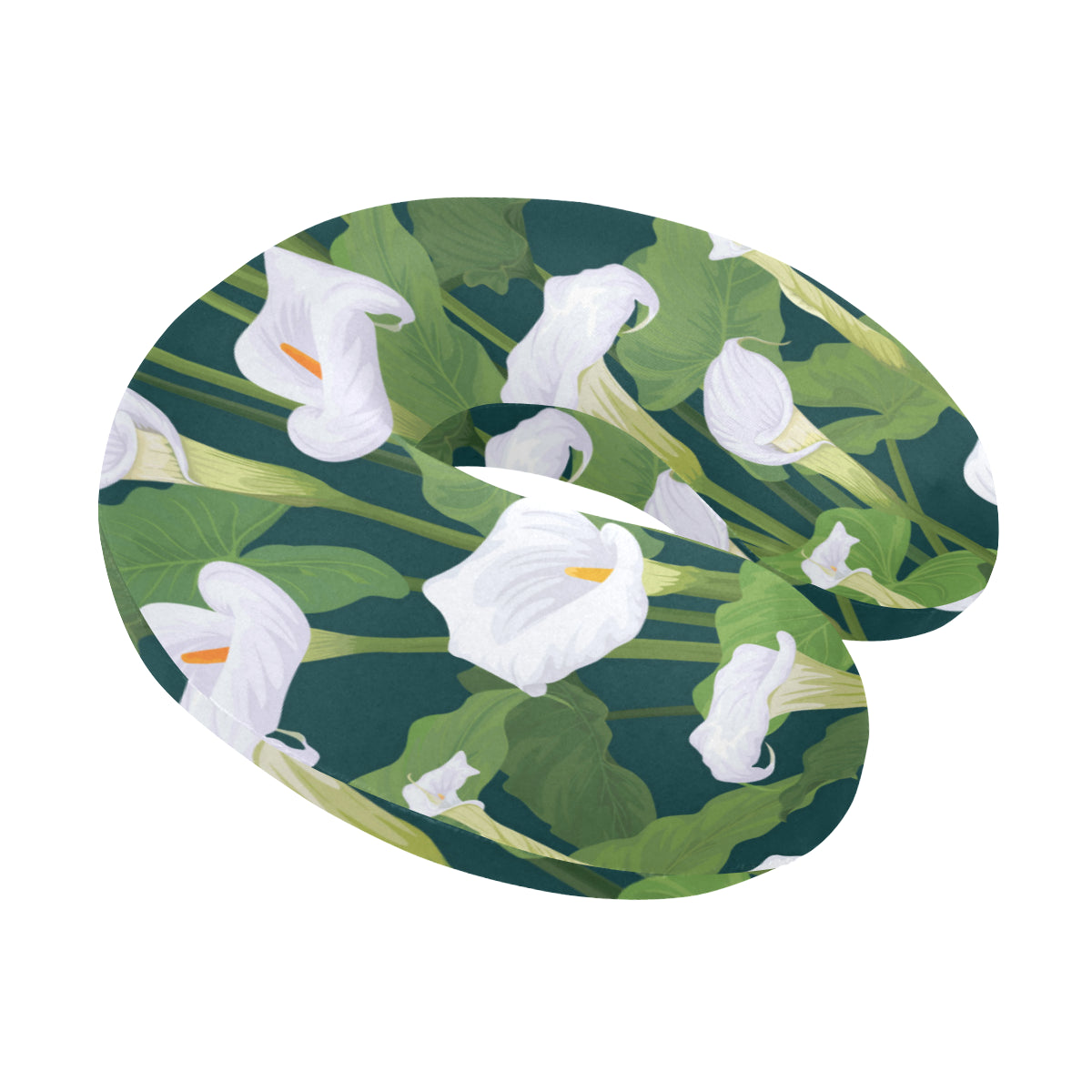Lily Pattern Print Design 04 U-Shaped Travel Neck Pillow