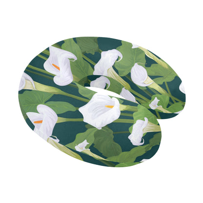 Lily Pattern Print Design 04 U-Shaped Travel Neck Pillow