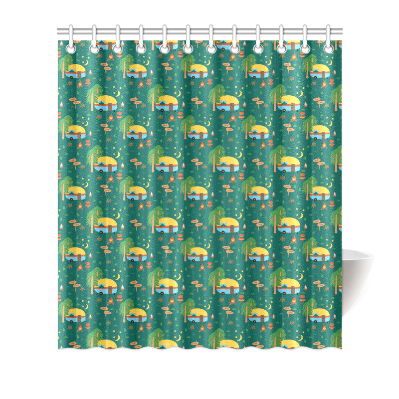 Camping Camper Pattern Print Design 06 Shower Curtain