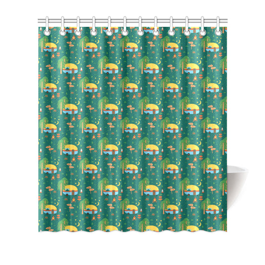Camping Camper Pattern Print Design 06 Shower Curtain
