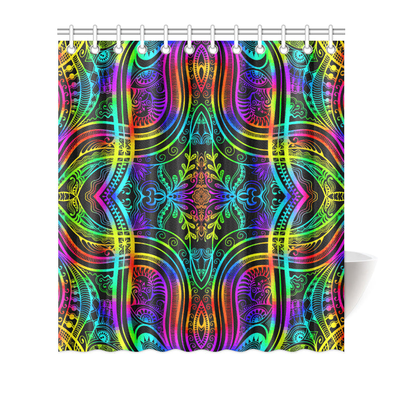 Neon Trible Rainbow Pattern Print Design A01 Shower Curtain