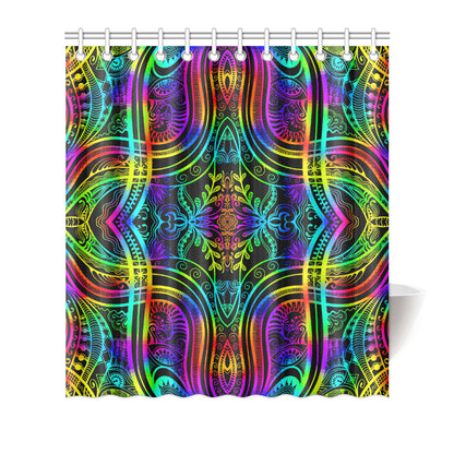 Neon Trible Rainbow Pattern Print Design A01 Shower Curtain
