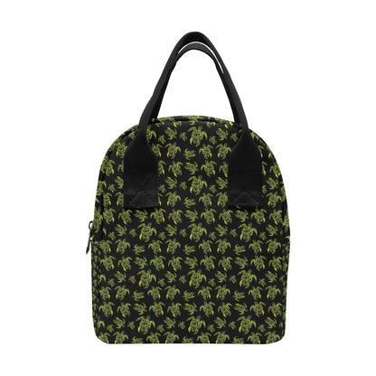 Green Tribal Turtle Polynesian Themed Insulated Lunch Bag