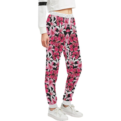 Flower Hawaiian Pink Red  Hibiscus Print Unisex Sweatpants