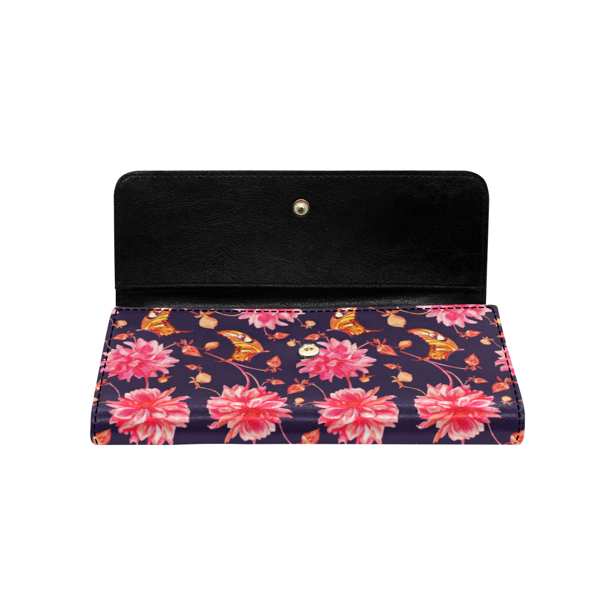 Dahlia Pattern Print Design DH03 Women's Trifold Wallet