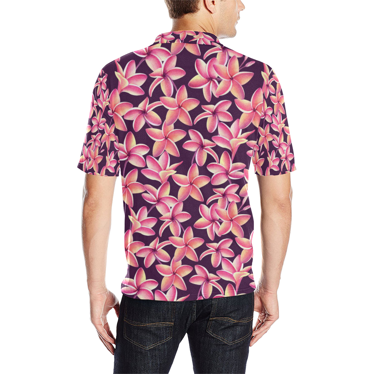 Purple Plumeria Pattern Print Design PM010 Men Polo Shirt