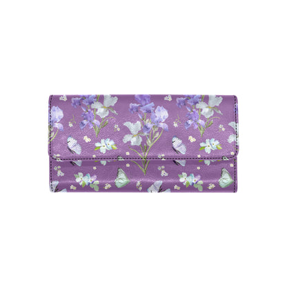 Iris Pattern Print Design IR09 Women's Trifold Wallet