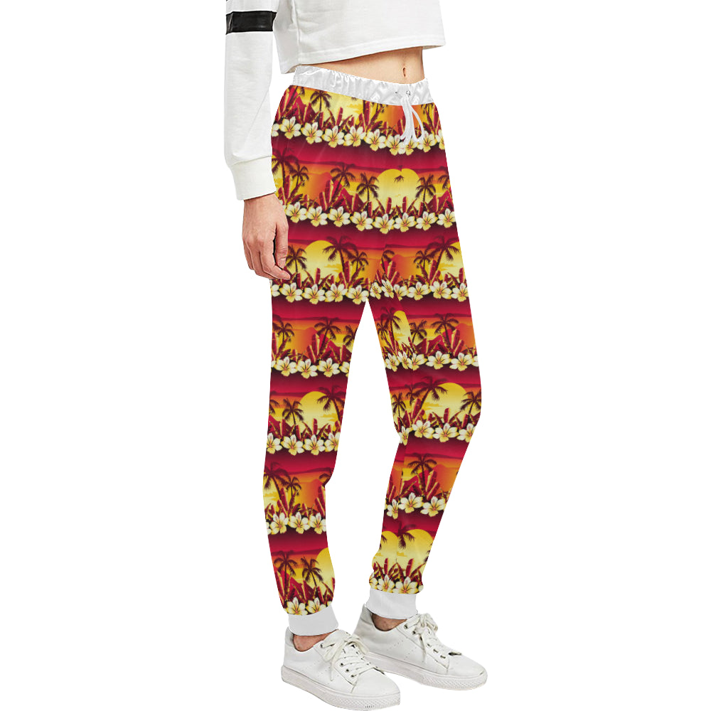 Hawaiian Tropical Sunset Hibiscus Print Unisex Sweatpants