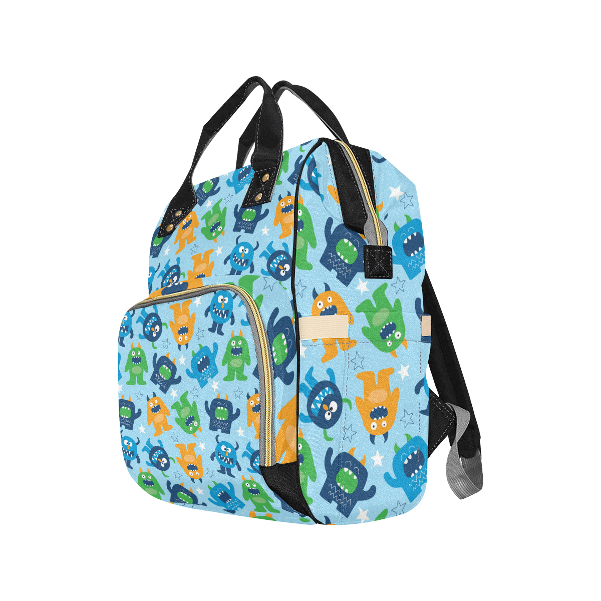 Monster Cartoon Pattern Print Design 04 Diaper Bag Backpack