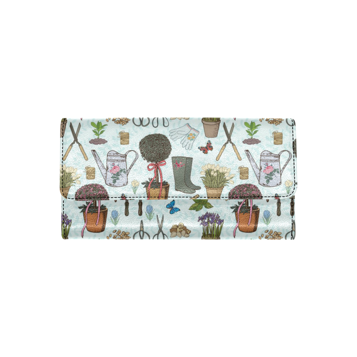 Gardening Pattern Print Design G01 Women's Trifold Wallet