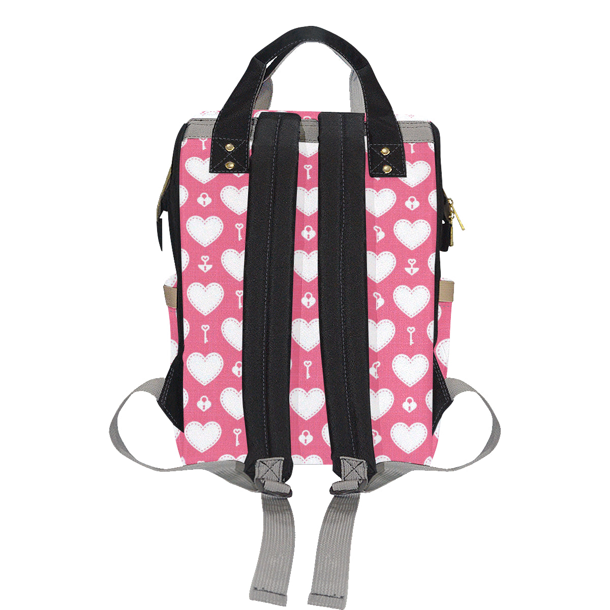Heart Key Pattern Print Design HE09 Diaper Bag Backpack