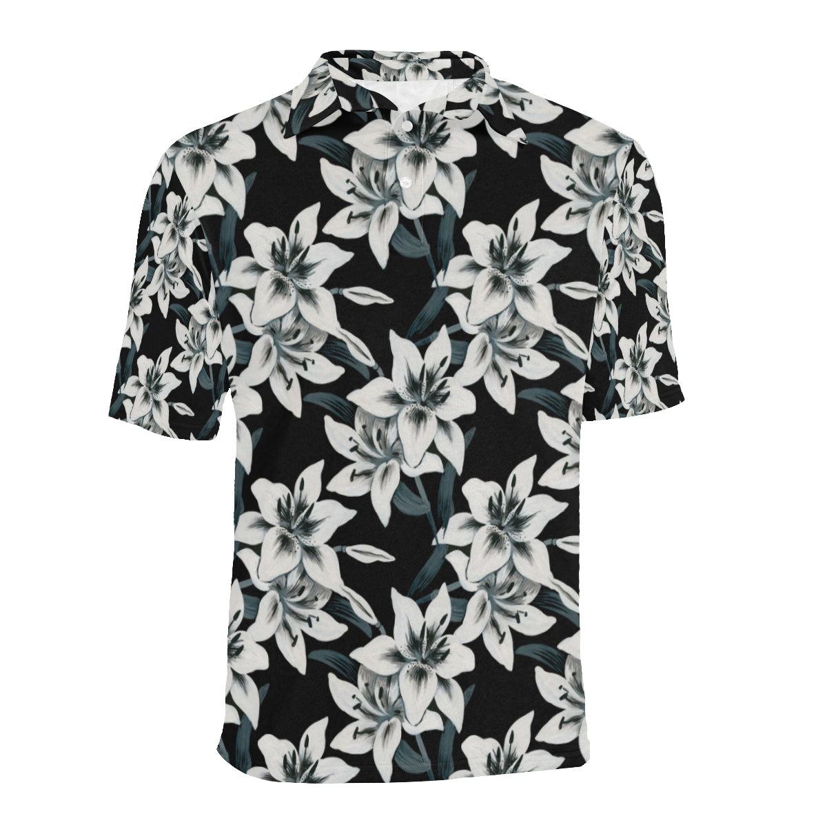 Lily Pattern Print Design 03 Men Polo Shirt