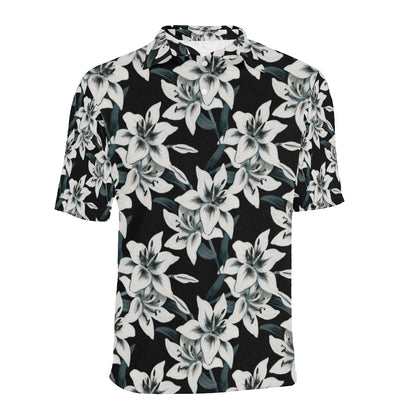 Lily Pattern Print Design 03 Men Polo Shirt