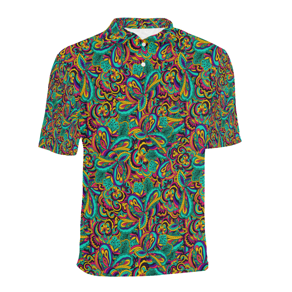 Psychedelic Trippy Floral Design Men Polo Shirt
