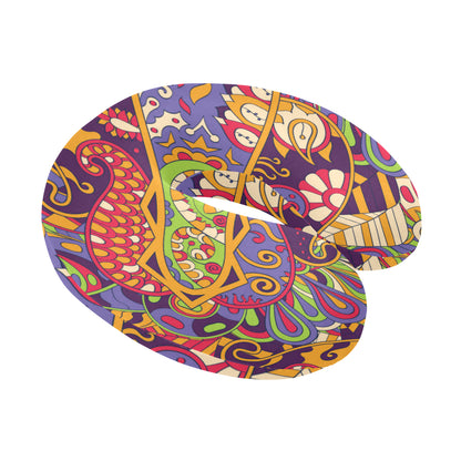 Funky Retro Pattern Print Design A04 U-Shaped Travel Neck Pillow
