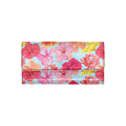 Hibiscus Pattern Print Design HB020 Women's Trifold Wallet