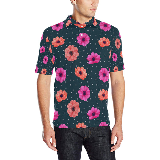 Anemone Pattern Print Design AM08 Men Polo Shirt