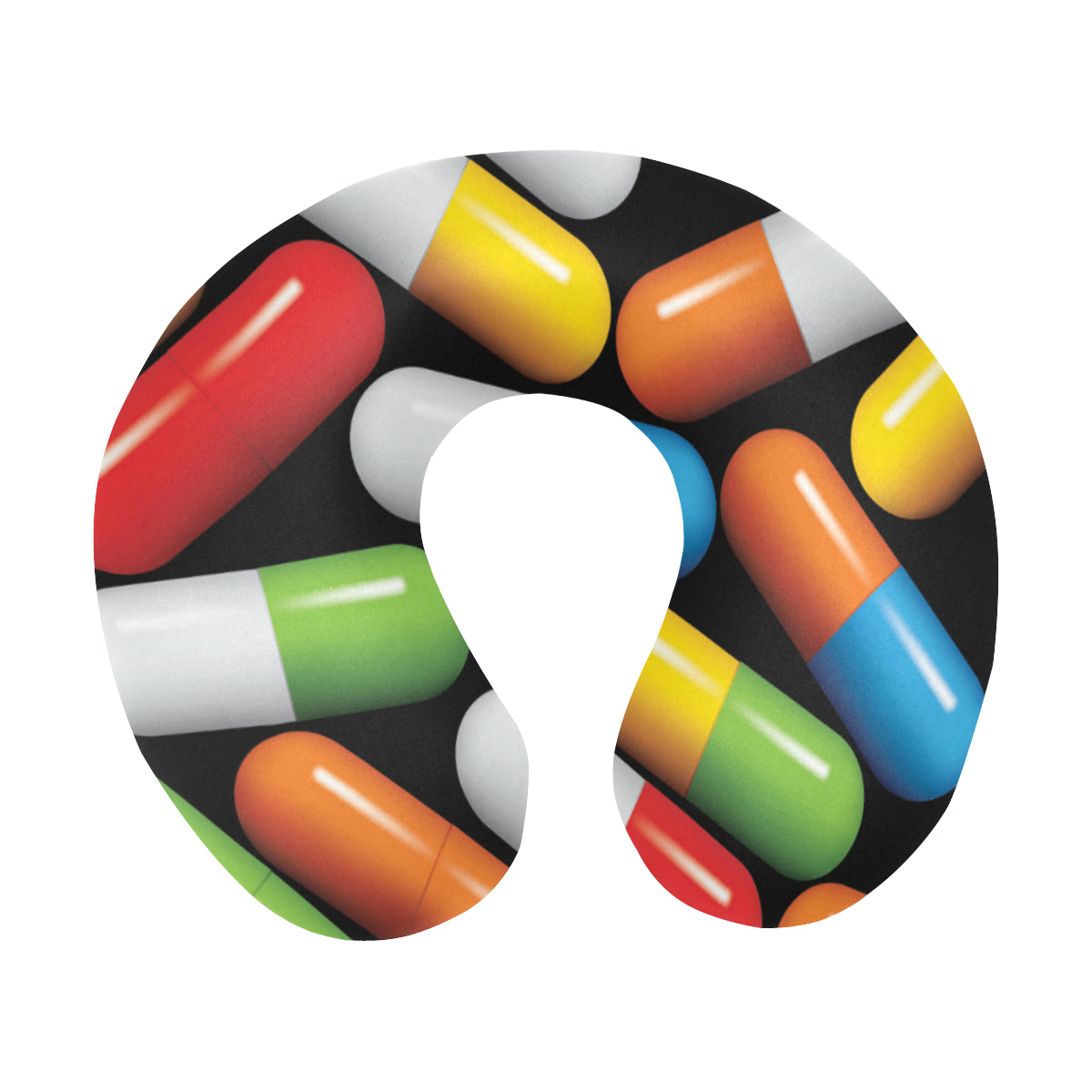 Pill Pattern Print Design A02 U-Shaped Travel Neck Pillow