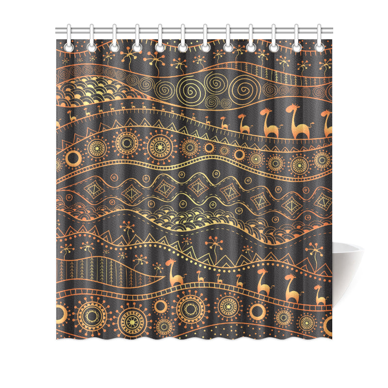 Gold African Design Shower Curtain