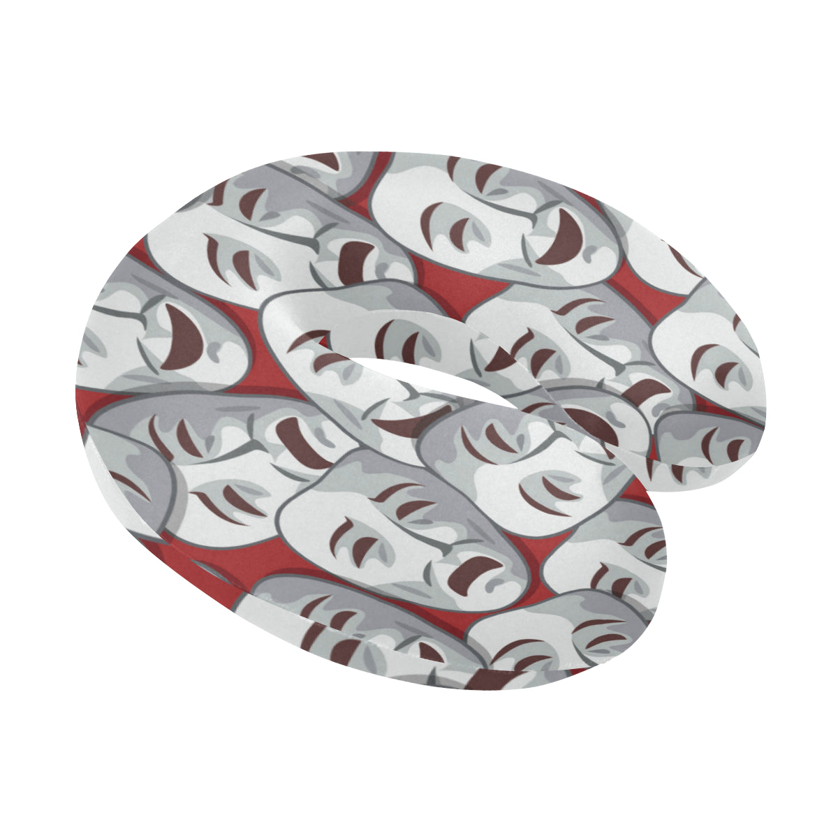 Acting Mask Pattern Print Design 01 U-Shaped Travel Neck Pillow