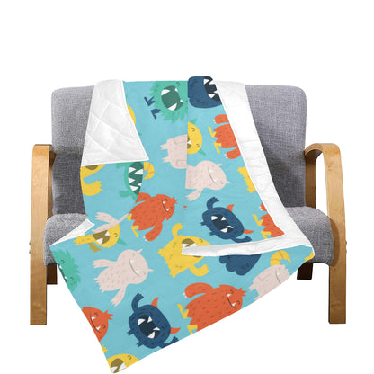 Monster Cartoon Pattern Print Design 03 Premium Quilt