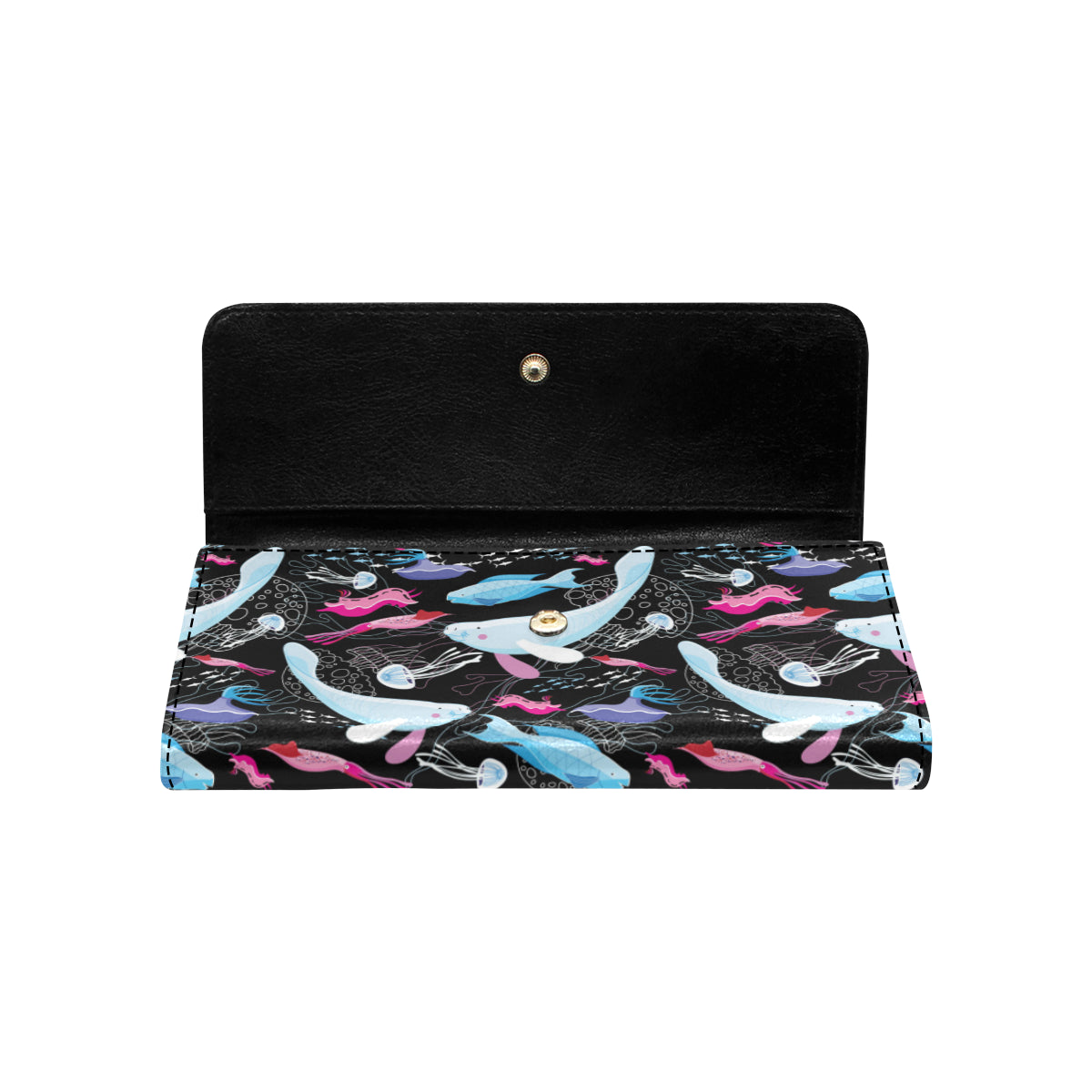 Manatee Pattern Print Design 02 Women's Trifold Wallet