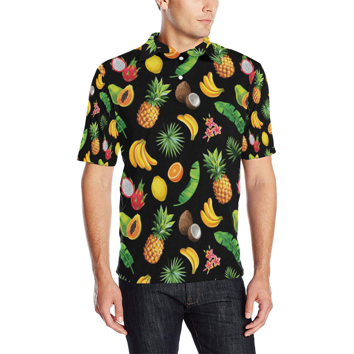 Tropical Fruits Pattern Print Design TF03 Men Polo Shirt