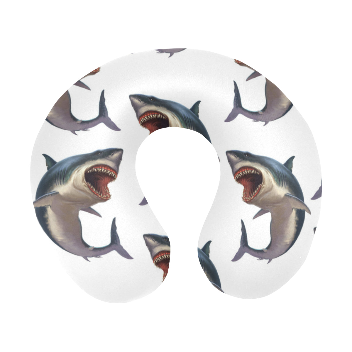 Great White Shark Pattern Print Design 03 U-Shaped Travel Neck Pillow