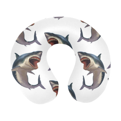 Great White Shark Pattern Print Design 03 U-Shaped Travel Neck Pillow