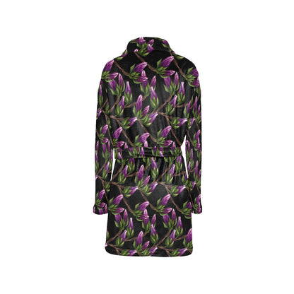 Magnolia Pattern Print Design MAG010 Women's Fleece Robe