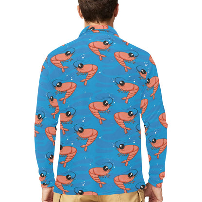 Prawn Cute Pattern Print Design 03 Long Sleeve Polo Shirt For Men's