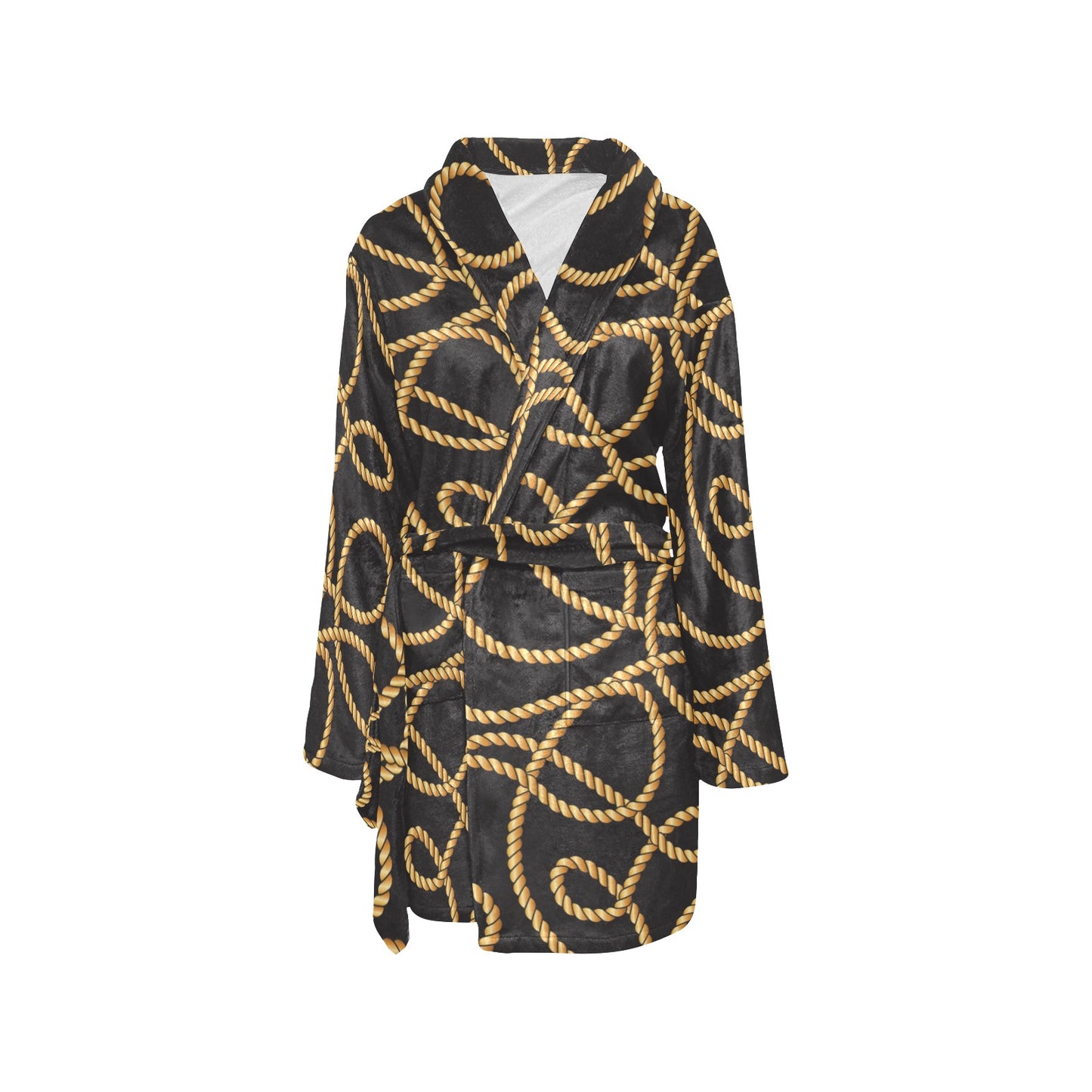 Rope Pattern Print Design A04 Women's Fleece Robe