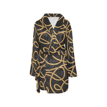 Rope Pattern Print Design A04 Women's Fleece Robe
