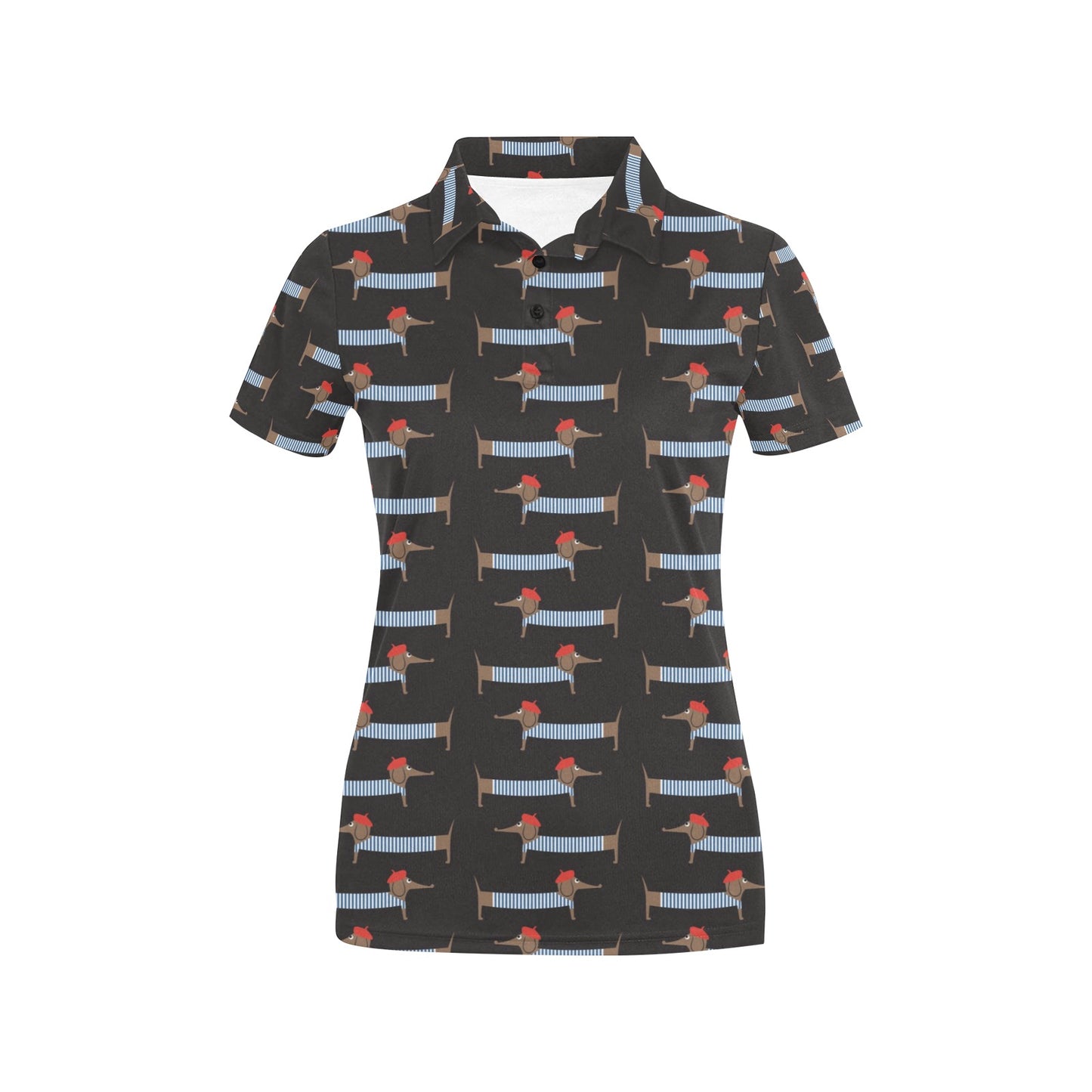 Dachshund Pattern Print Design 04 Women's Polo Shirt