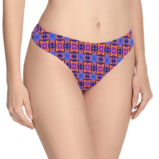 kaleidoscope Purple Orange Print Design Women's Thongs