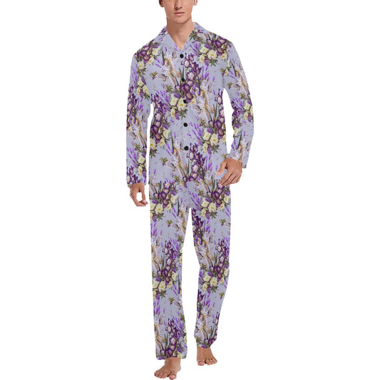Iris Pattern Print Design IR07 Men's Long Pajama Set