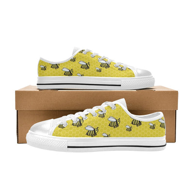 Bee Cute Print Design LKS308 Women's White Low Top Shoes