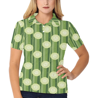 Cucumber Pattern Print Design CC03 Women's Polo Shirt