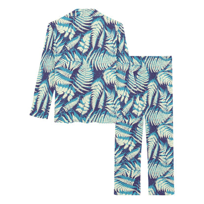 Fern Leave Summer Print Pattern Women's Long Pajama Set