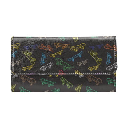 Skateboard Print Design LKS301 Women's Trifold Wallet