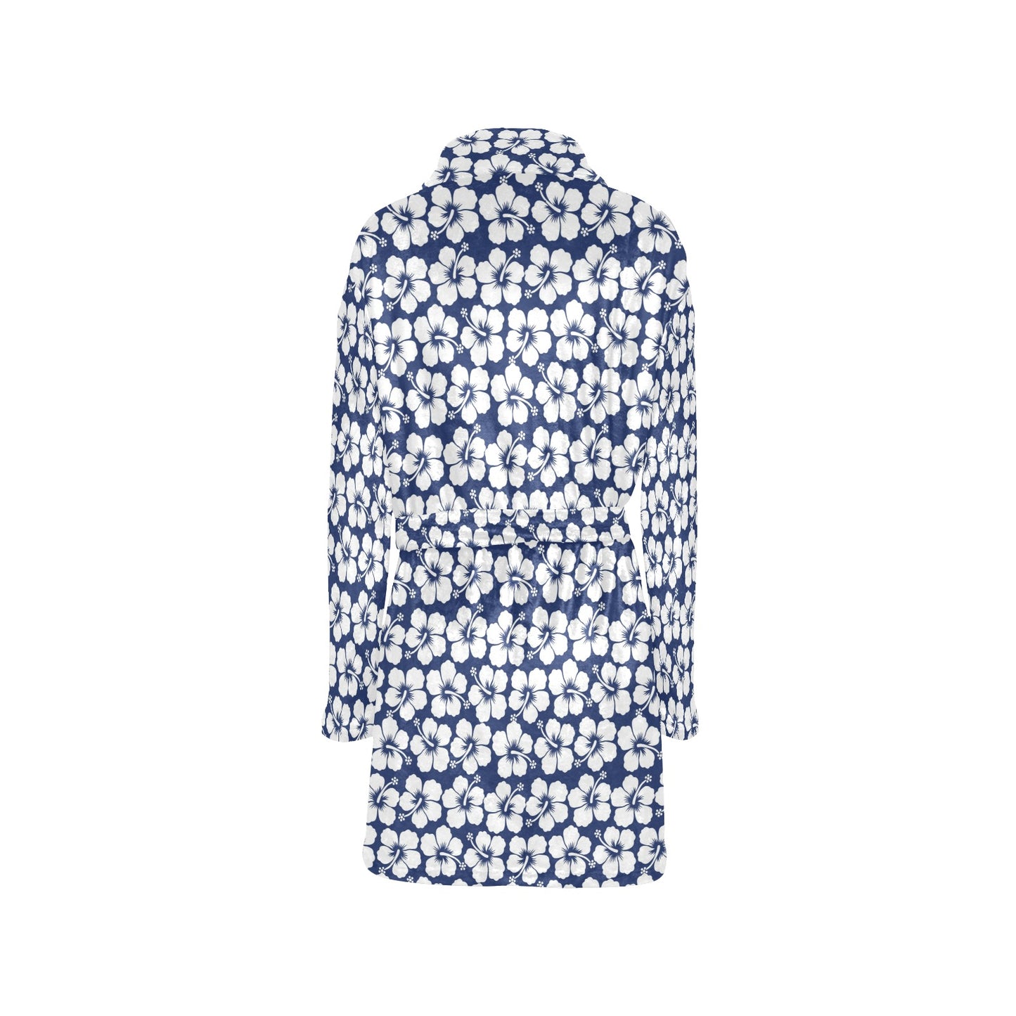Hibiscus Blue Hawaiian Flower Pattern Women's Fleece Robe