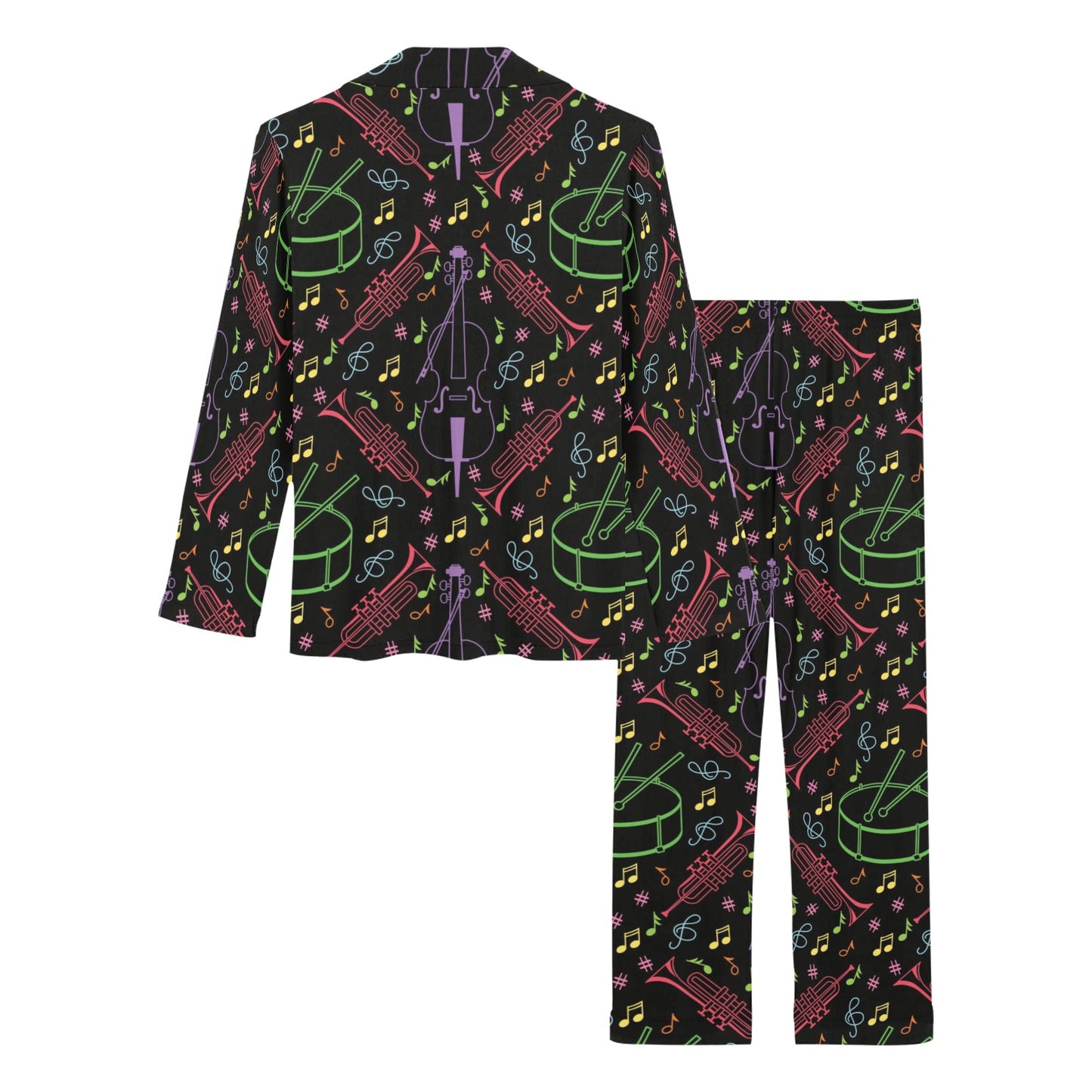 Cello Neon Pattern Print Design 02 Women's Long Pajama Set